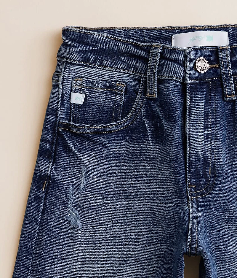 Girls - High Rise Cropped Wide Leg Stretch Jean