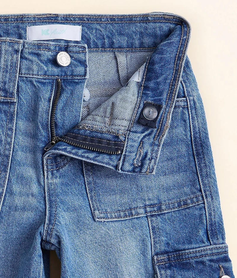 Girls - High Rise Straight Cargo Stretch Jean