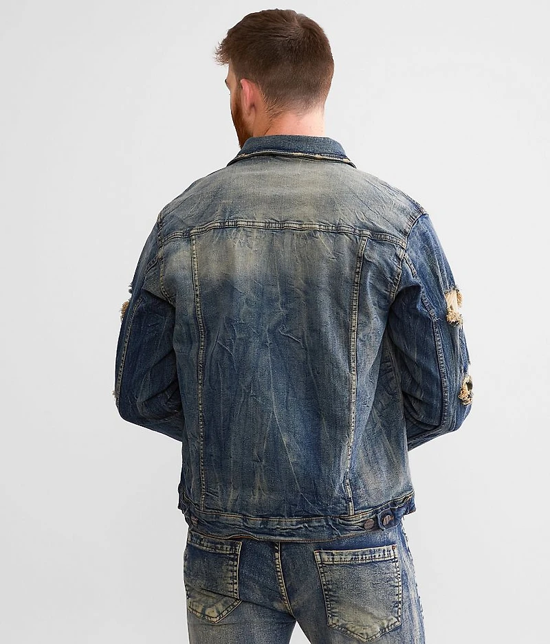 Rugged Plaid Denim Stretch Jacket