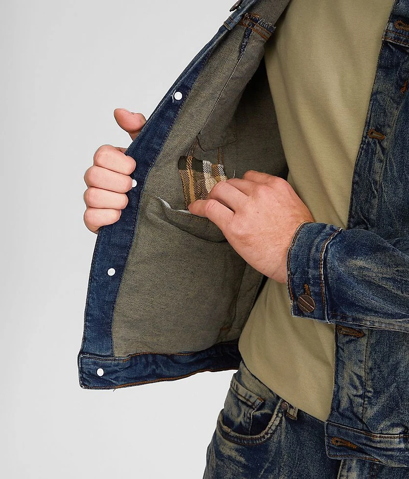 Rugged Plaid Denim Stretch Jacket