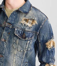 Rugged Plaid Denim Stretch Jacket