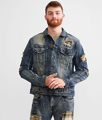 Rugged Plaid Denim Stretch Jacket