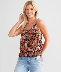 Floral Back Tie Tank Top