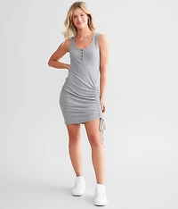 Ribbed Mini Henley Dress