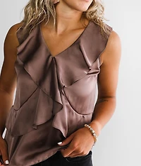 Ruffled Satin Tank Top