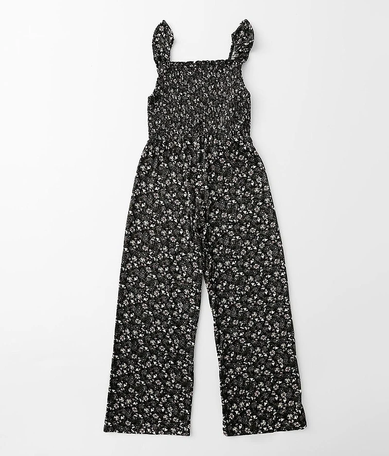 Girls - Smocked Floral Jumpsuit