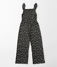 Girls - Smocked Floral Jumpsuit