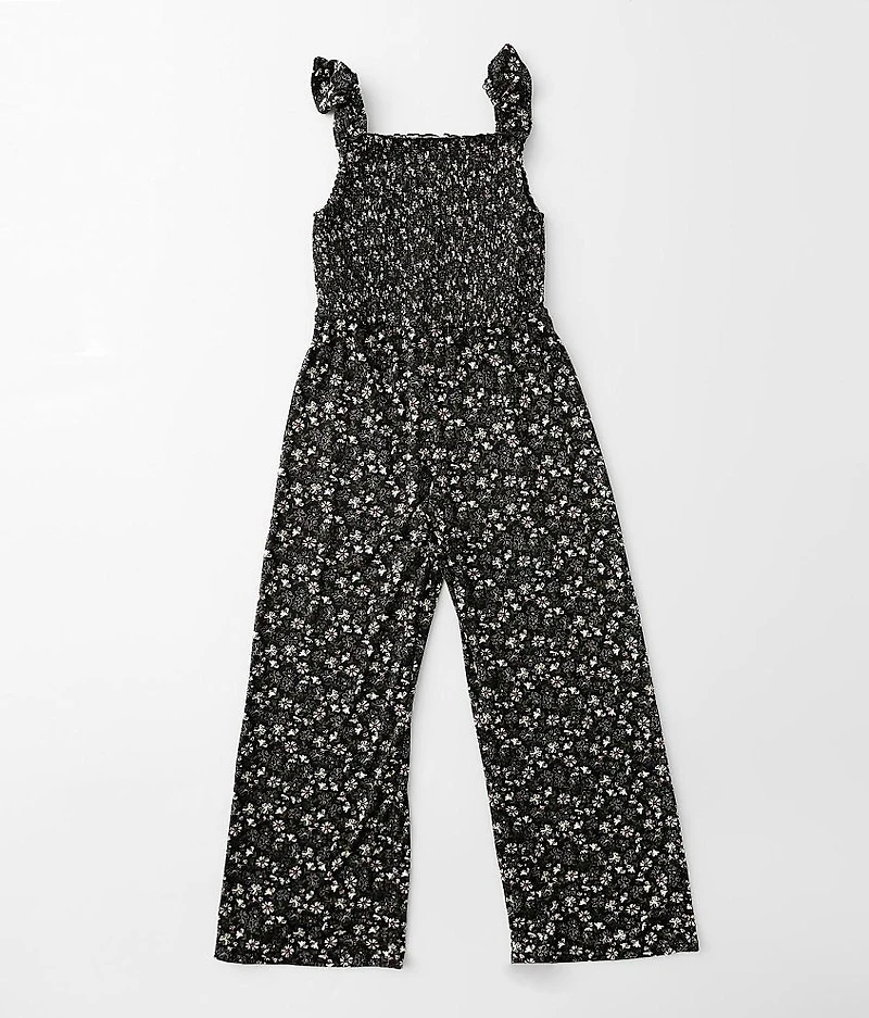 Girls - Smocked Floral Jumpsuit