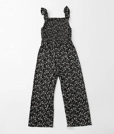 Girls - Smocked Floral Jumpsuit
