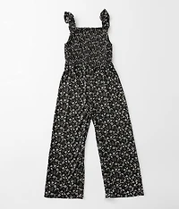 Girls - Smocked Floral Jumpsuit