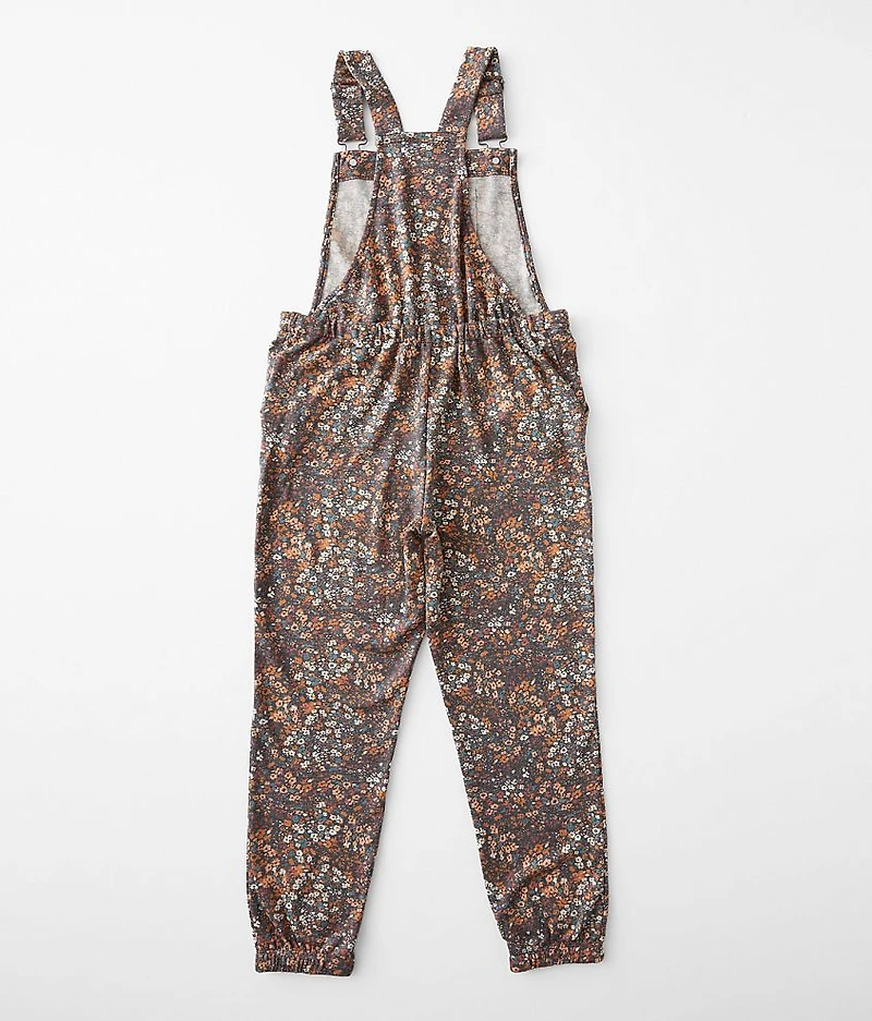 Girls - Floral Print Overalls
