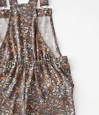 Girls - Floral Print Overalls