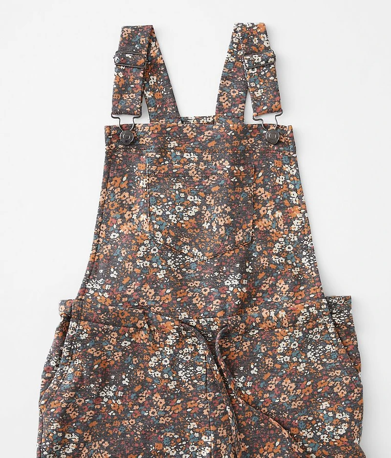Girls - Floral Print Overalls