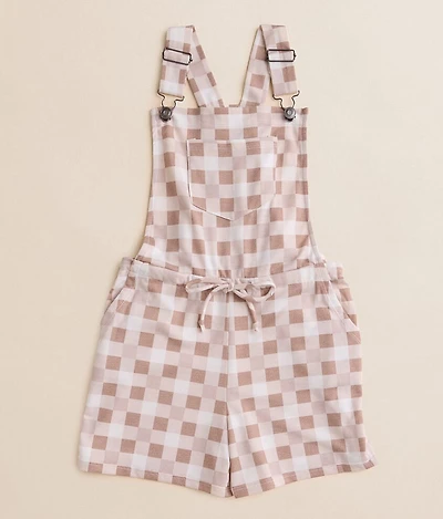 Girls - Checker Knit Overall Short