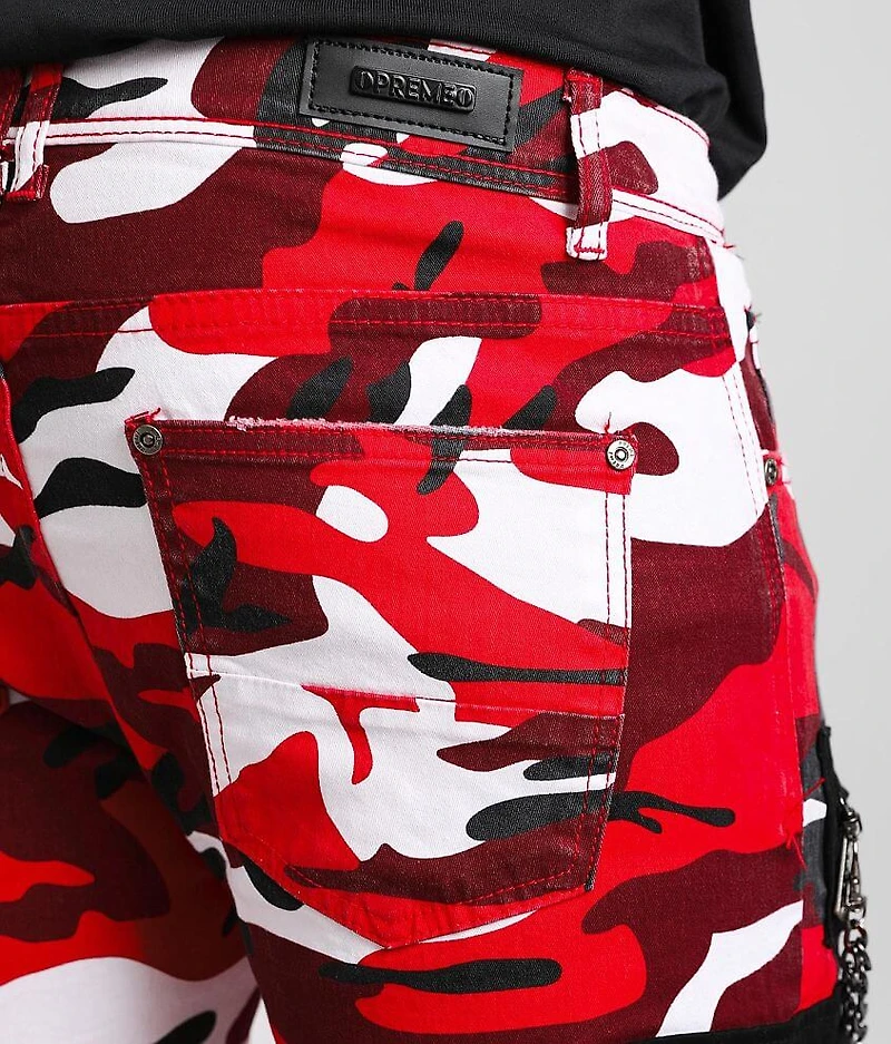 Red Camo Cargo Skinny Stretch Jean