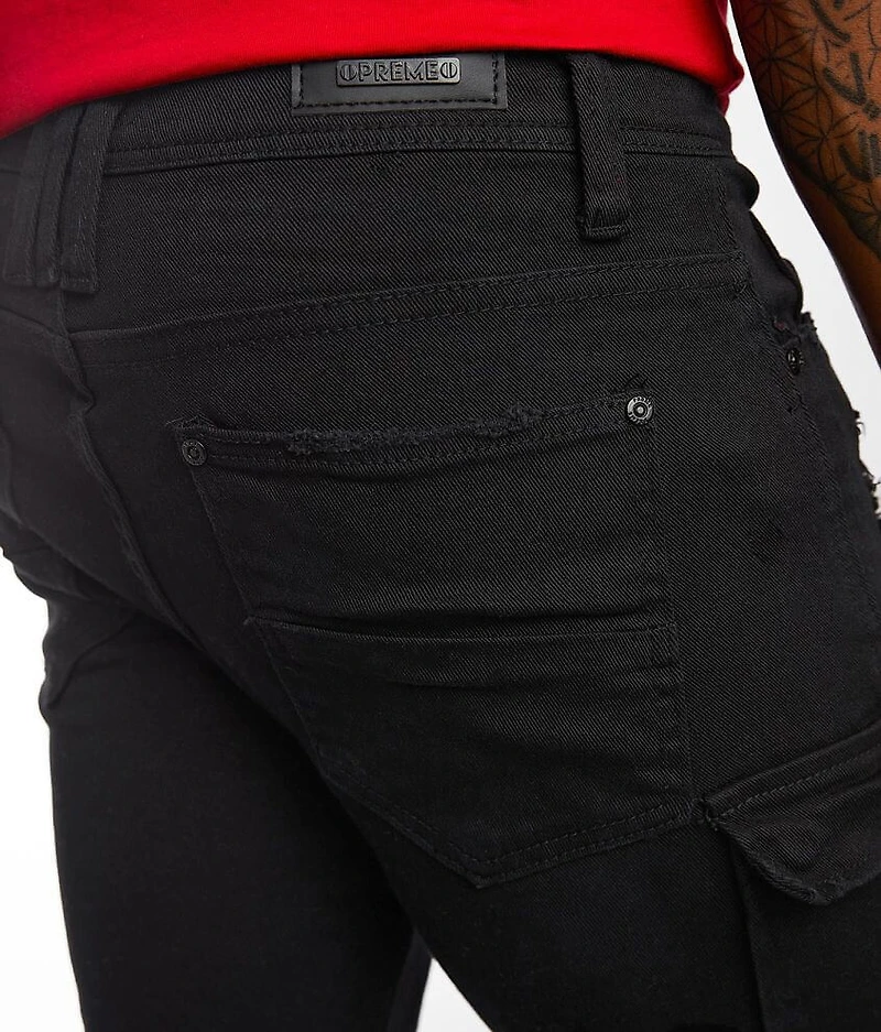 Black Cargo Skinny Stretch Jean