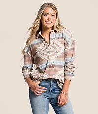 Judith Blanket Washed Henley Pullover