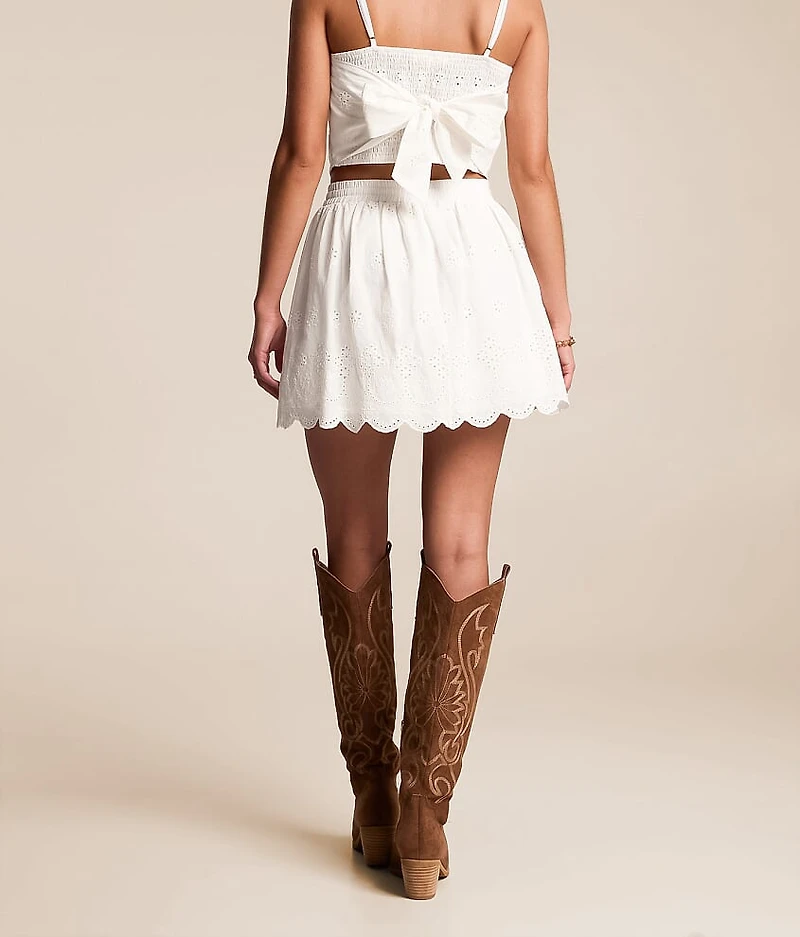 Floral Eyelet Mini Skirt