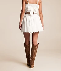 Floral Eyelet Mini Skirt