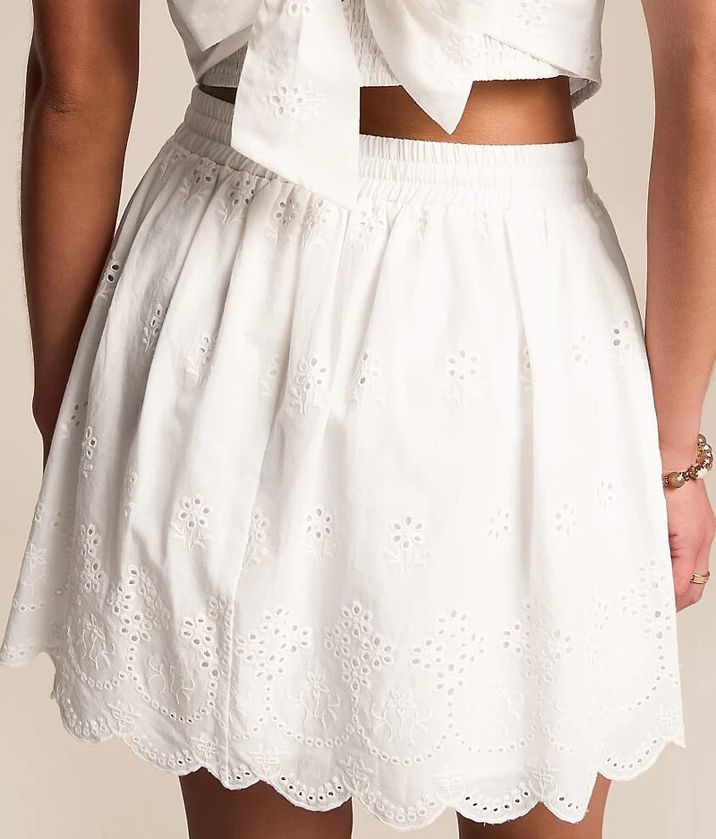 Floral Eyelet Mini Skirt