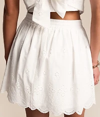 Floral Eyelet Mini Skirt