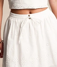 Floral Eyelet Mini Skirt