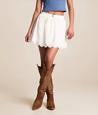 Floral Eyelet Mini Skirt