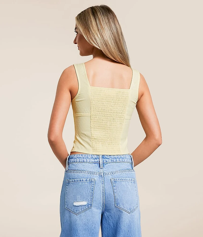 Floral Swiss Dot Cropped Tank Top