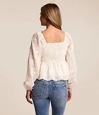 Floral Applique Peplum Top