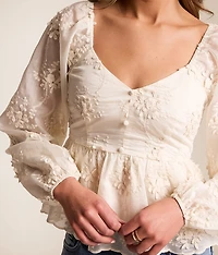 Floral Applique Peplum Top