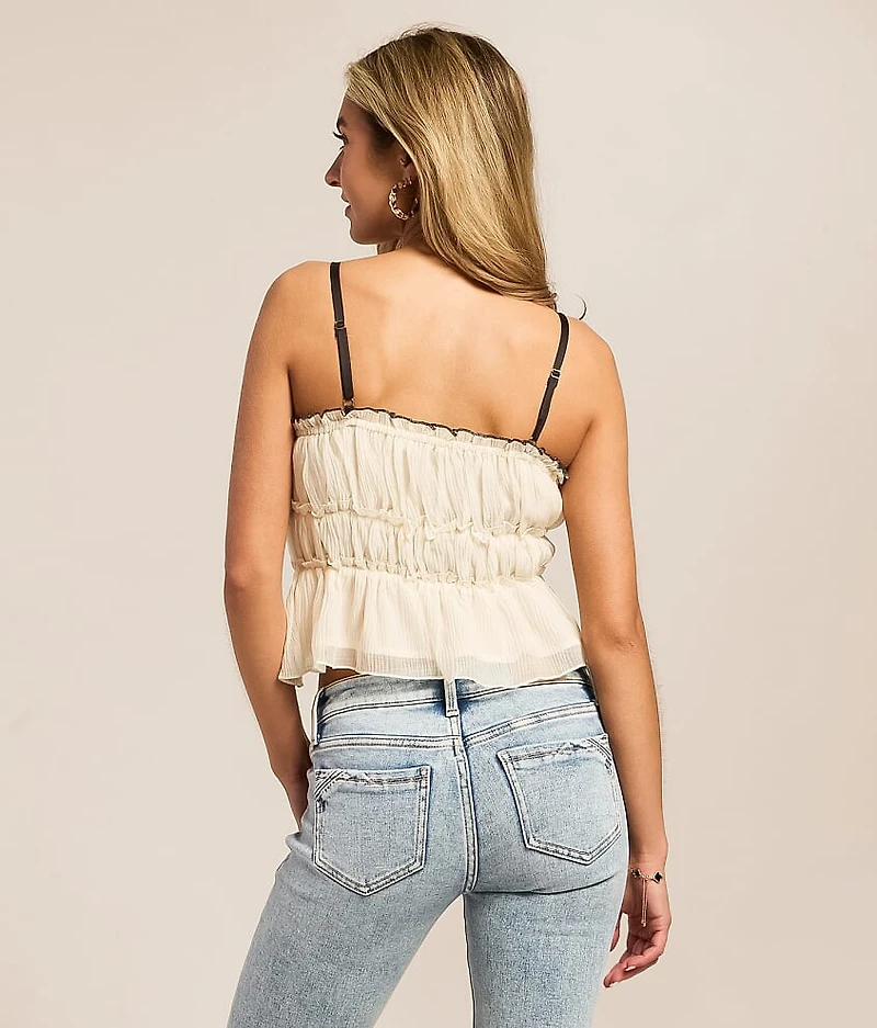 Tiered Ruffle Peplum Cropped Tank Top