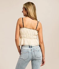 Tiered Ruffle Peplum Cropped Tank Top