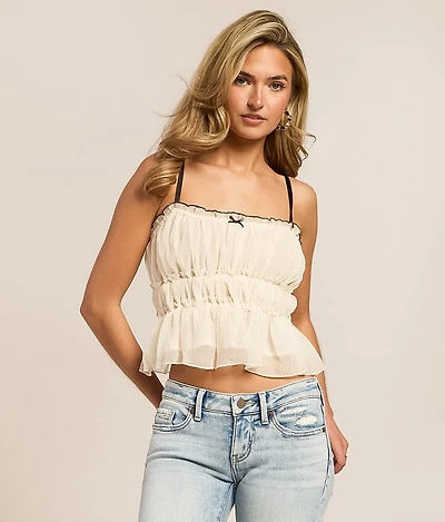 Tiered Ruffle Peplum Cropped Tank Top