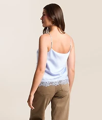 Satin Eyelash Lace Tank Top