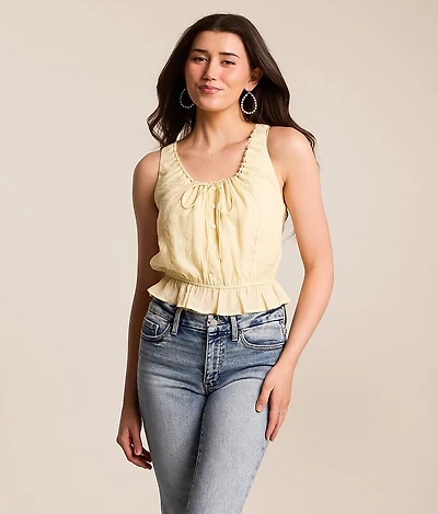 Floral Crinkle Lace Tank Top