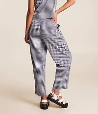 Gingham Taper Cropped Pant
