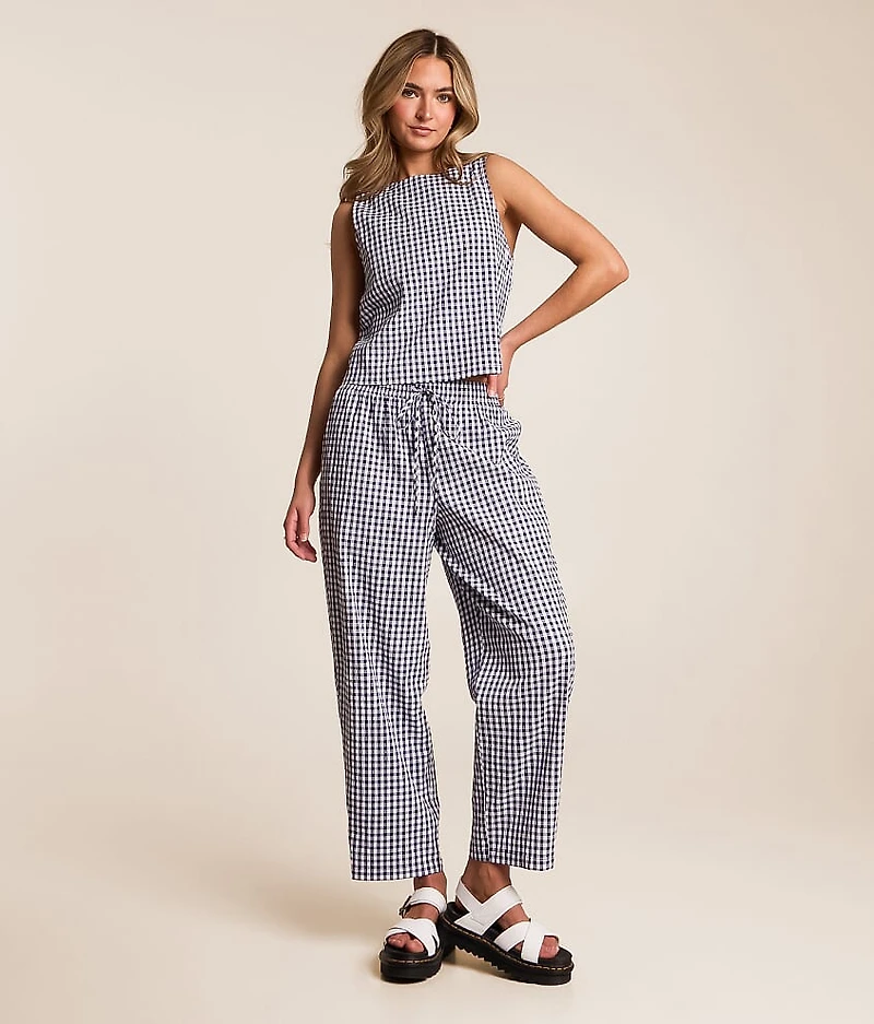 Gingham Taper Cropped Pant