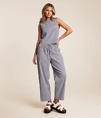 Gingham Taper Cropped Pant