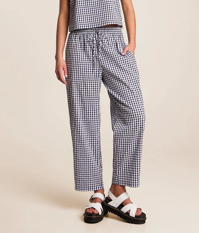 Gingham Taper Cropped Pant
