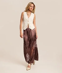 Satin Lace Maxi Skirt