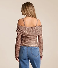 Cheetah Off The Shoulder Top