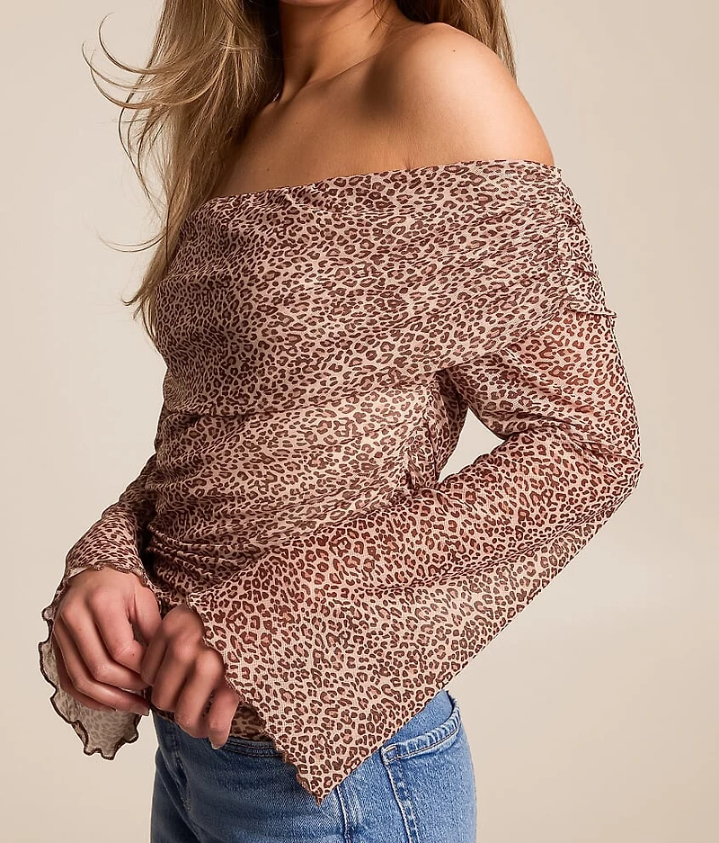 Cheetah Off The Shoulder Top
