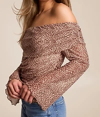 Cheetah Off The Shoulder Top