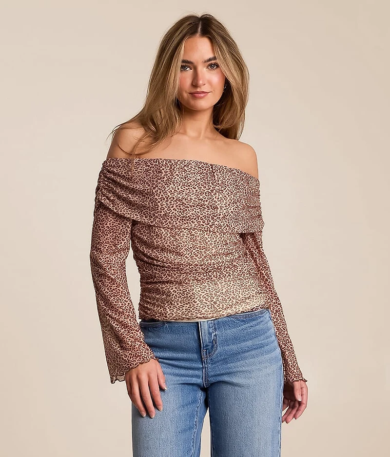 Cheetah Off The Shoulder Top