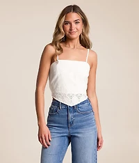 Floral Eyelet Hanky Tank Top