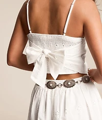 Floral Eyelet Hanky Tank Top
