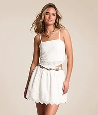 Floral Eyelet Hanky Tank Top