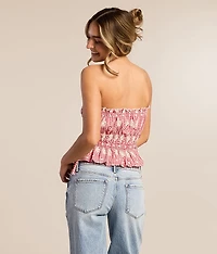 Gingham Peplum Tube Top