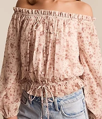 Floral Chiffon Off The Shoulder Top