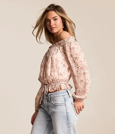 Floral Chiffon Off The Shoulder Top